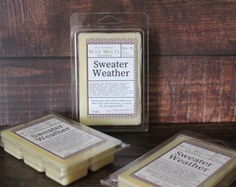 Sweater Weather 6 oz Beeswax Wax Melts, Fall Fresh Air Scented Tart Melts, All Natural Scented Wax Tarts for Wax Warmer, Wickless Candle