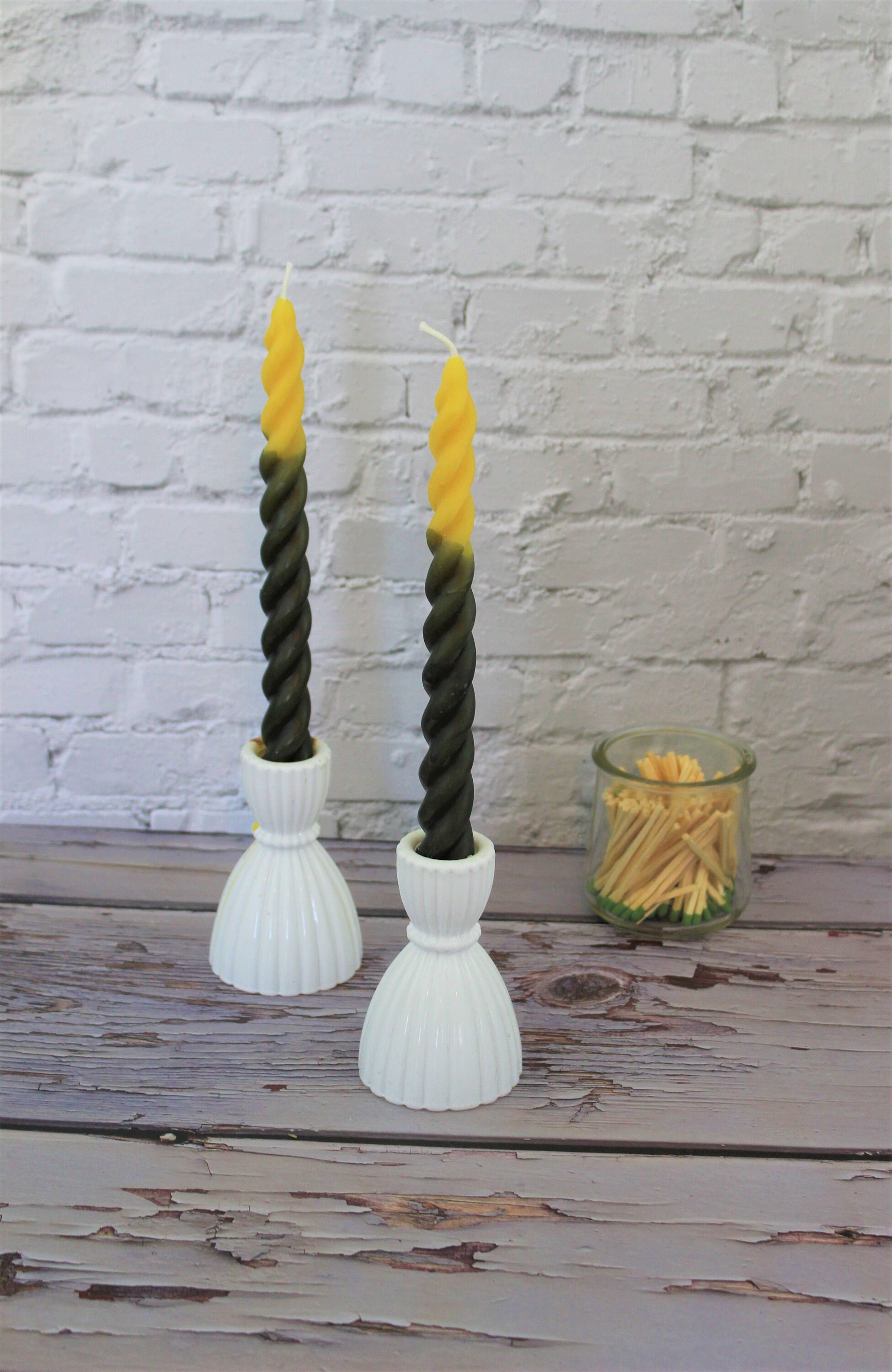 Black Twisted Taper Beeswax Candles Set of 2 Handcrafted 7 Etsy
