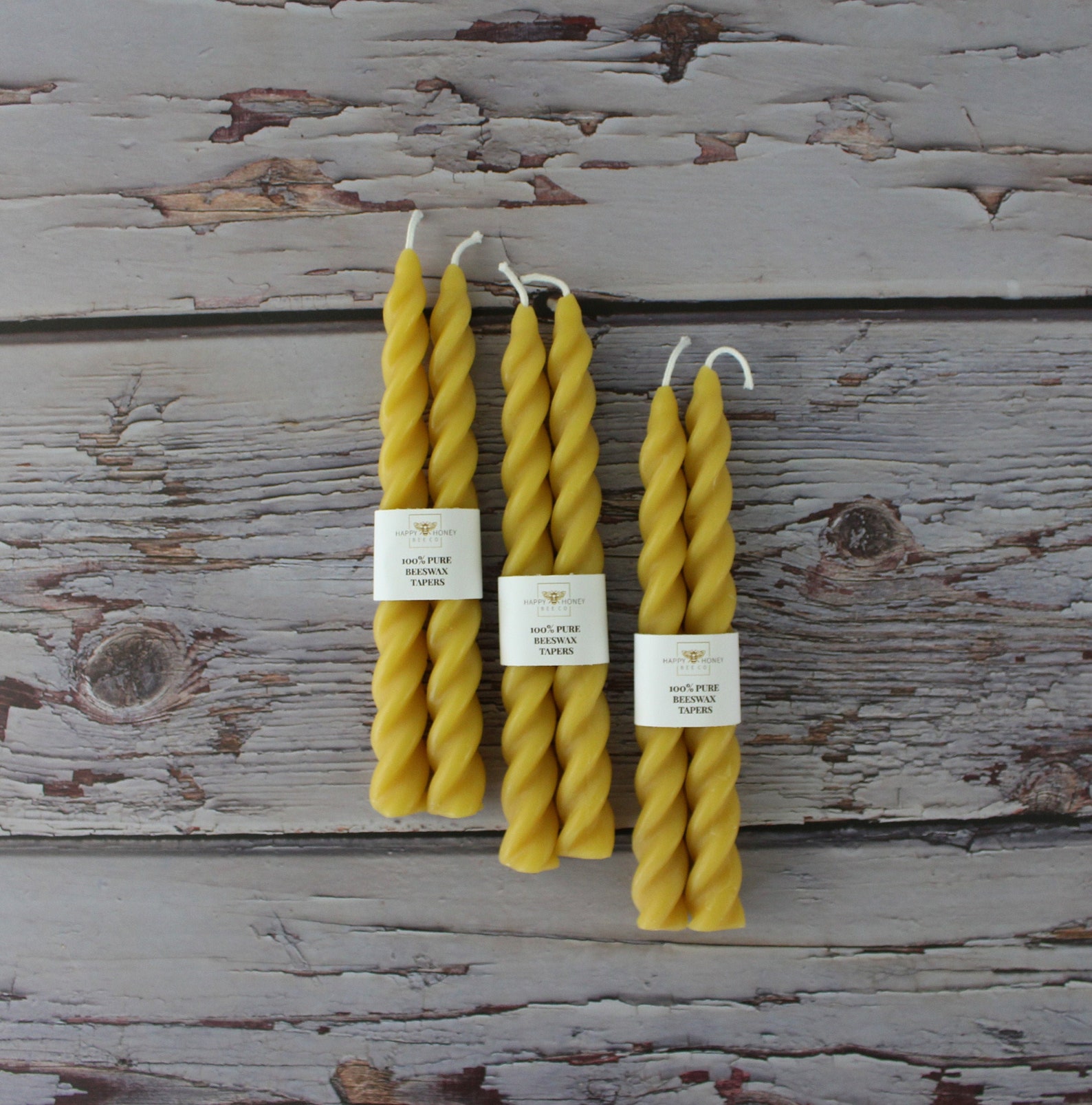 Twisted Taper Beeswax Candles, Set of 2 Handcrafted 7 Inches Long