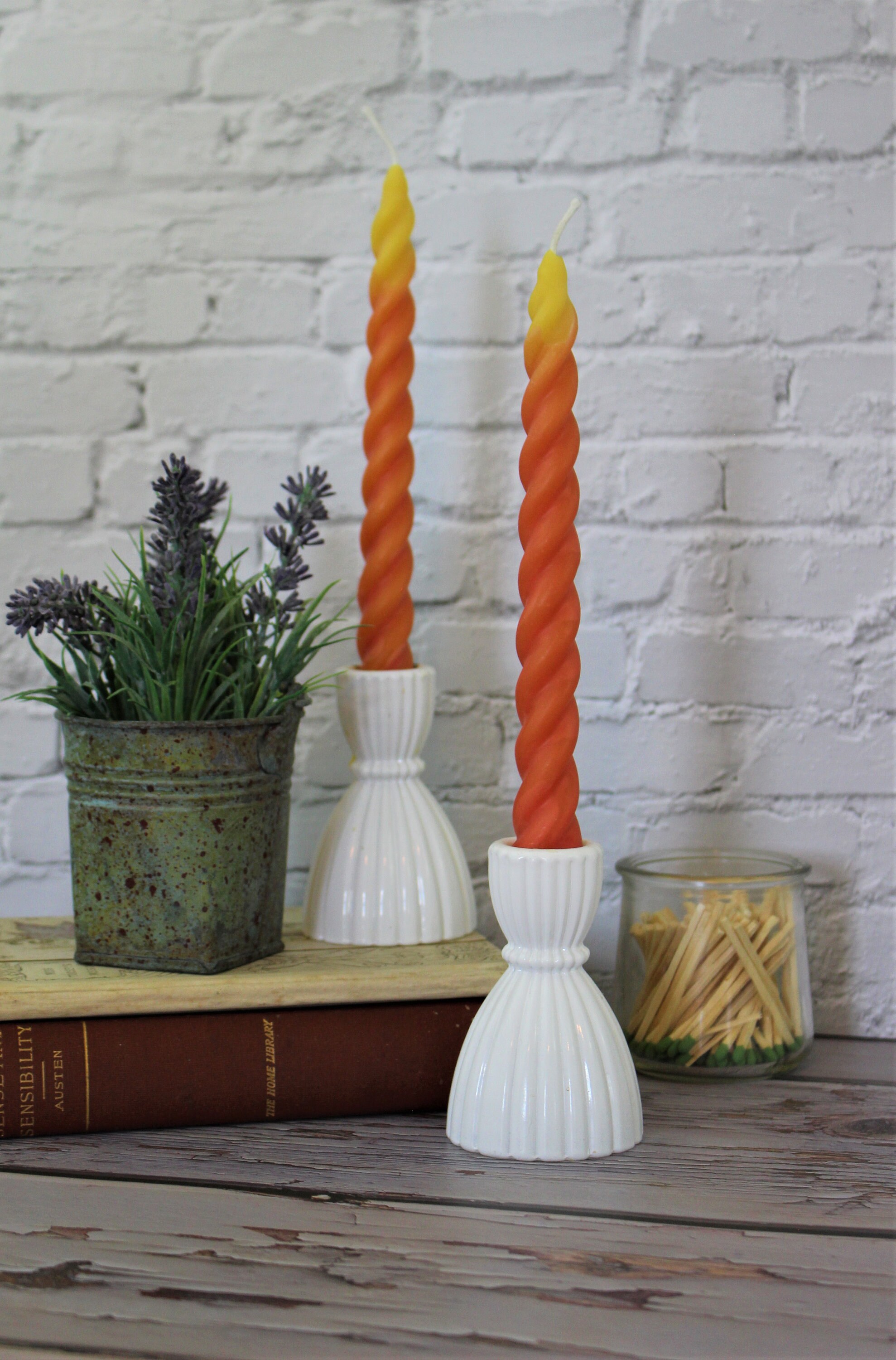 Twisted Taper Beeswax Candles Set of 2 Handcrafted 7 Inches Etsy