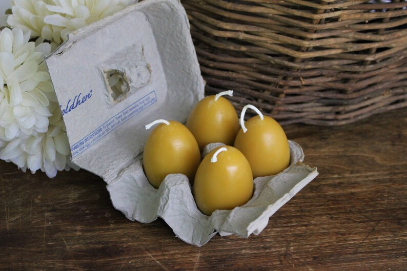 Egg Beeswax Candles Handcrafted Natural Unscented Beeswax Etsy
