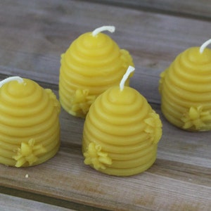 Beehive Bee Skep Beeswax Candles, Handcrafted Handmade Beehive and Honeybee Votive Candle, Natural Beeswax Housewarming Gift image 5