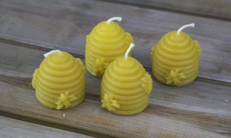 Beehive Bee Skep Beeswax Candles, Handcrafted Handmade Beehive and Honeybee Votive Candle, Natural Beeswax Housewarming Gift image 5