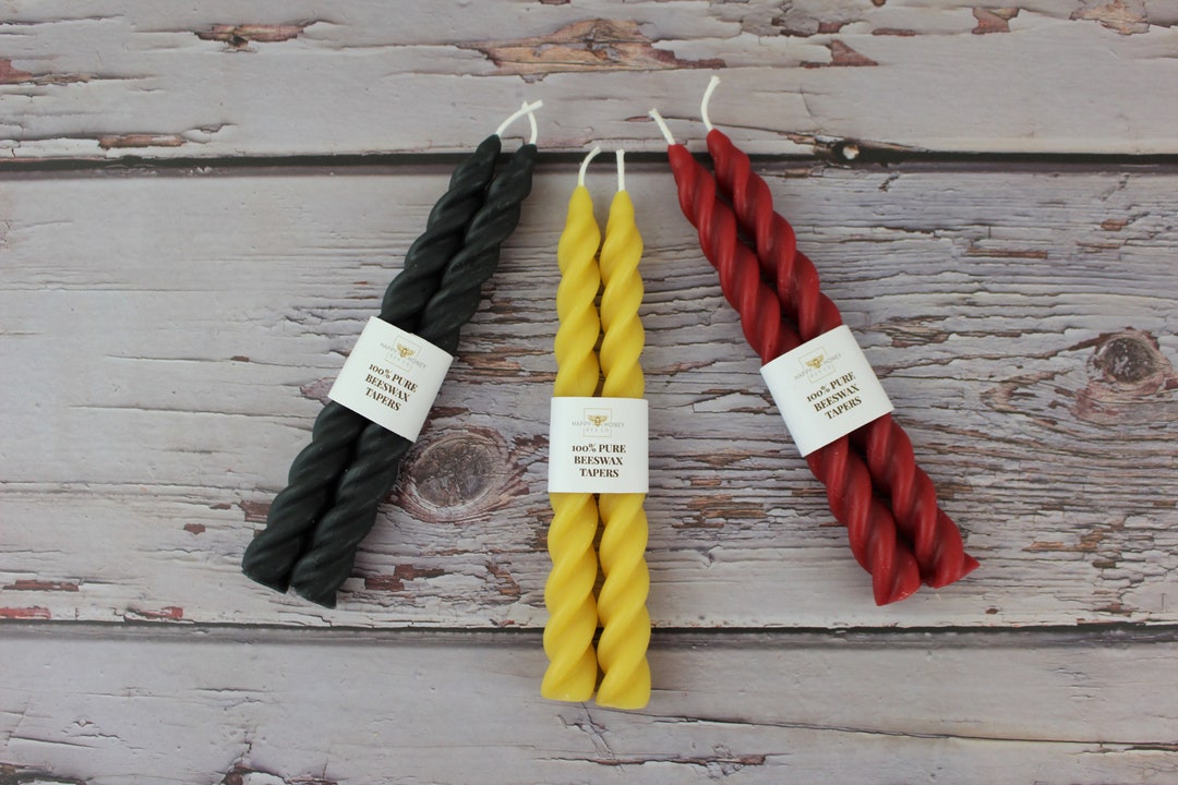 Twisted Taper Beeswax Candles, Set of 2 Handcrafted 7 Inches Long Ohio