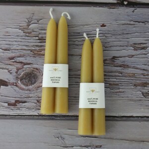 Small Beeswax Taper Candles, Two Handcrafted Hygge 6 Natural Beeswax Candles, Small Tapered Candles, Natural Lighting image 10