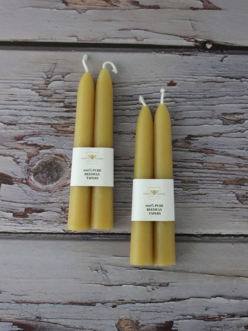 Small Beeswax Taper Candles, Two Handcrafted Hygge 6 Natural Beeswax Candles, Small Tapered Candles, Natural Lighting image 10