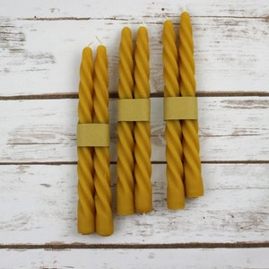 Beeswax Twisted Taper Candles, Two Slender Handcrafted 7.5 Long Natural Beeswax Candles, Handmade Pure Beeswax Natural Candle image 6