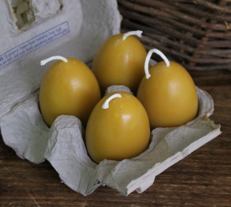 Egg Beeswax Candles Handcrafted Natural Unscented Beeswax Etsy