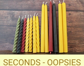 Seconds - Beeswax Taper Candles - Handcrafted Natural Golden Yellow Beeswax Taper Decorative Candles - Perfectly Imperfect Oopsies
