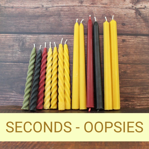 Seconds - Beeswax Taper Candles - Handcrafted Natural Golden Yellow Beeswax Taper Decorative Candles - Perfectly Imperfect Oopsies