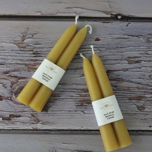 Small Beeswax Taper Candles, Two Handcrafted Hygge 6 Natural Beeswax Candles, Small Tapered Candles, Natural Lighting image 7