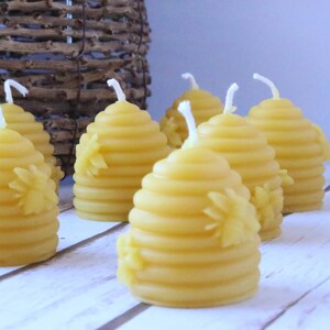 Beehive Bee Skep Beeswax Candles, Handcrafted Handmade Beehive and Honeybee Votive Candle, Natural Beeswax Housewarming Gift image 10