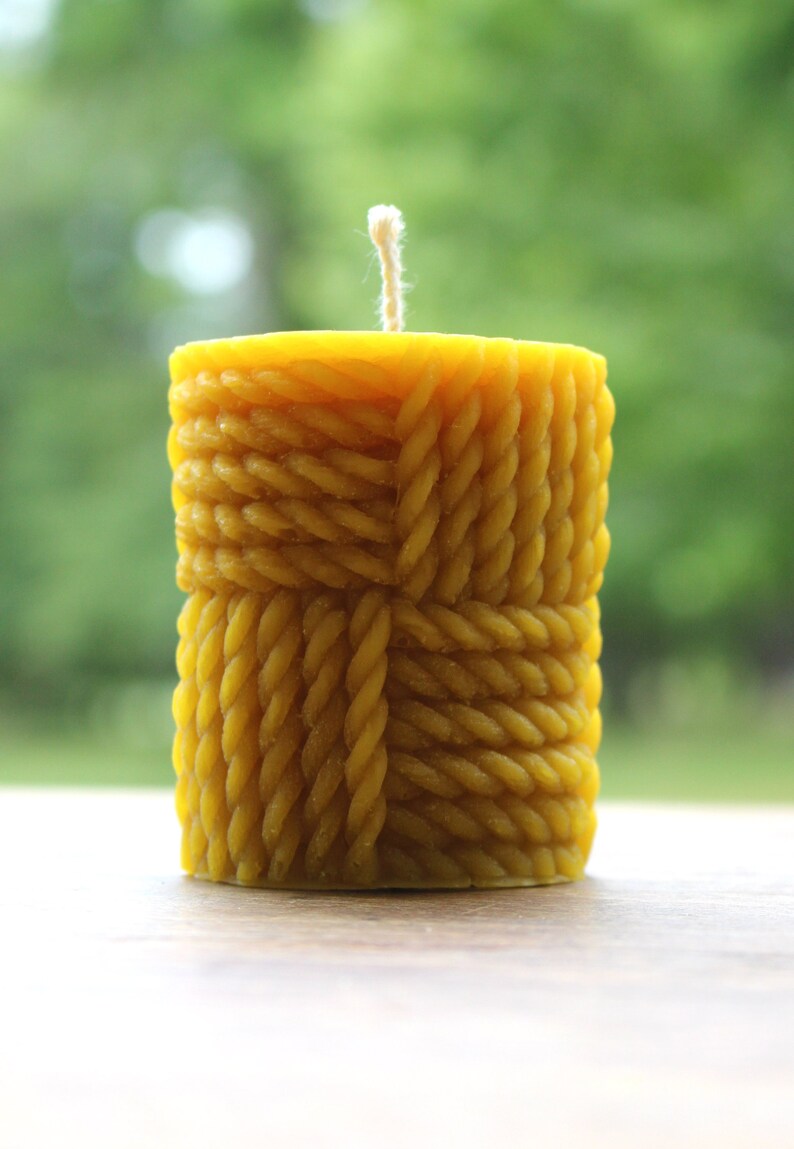 Rope Pillar Beeswax Candle Pure 100 Beeswax Handcrafted Etsy