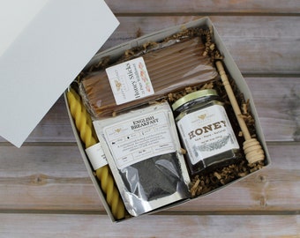 Honey + Tea Lovers Gift Box - Ohio Honey Variety Gift Package - Ohio Honey & Honey Sticks with Candle and Loose Leaf Tea - Mother's Day