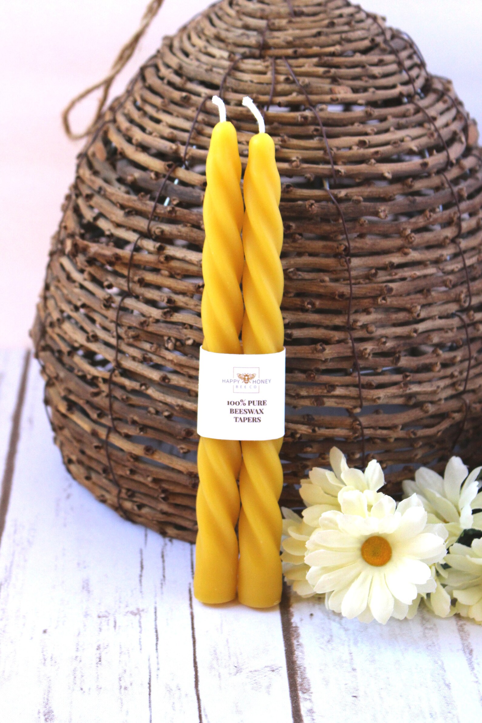 Beeswax Twisted Taper Candles Two Slender Handcrafted 7.5 Etsy Australia