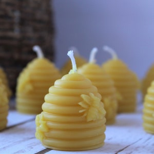 Beehive Bee Skep Beeswax Candles, Handcrafted Handmade Beehive and Honeybee Votive Candle, Natural Beeswax Housewarming Gift image 9