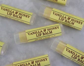 Vanilla & Honey Lip Balm l All Natural Chapstick Lip Gloss | Honey and Vanilla Flavored Lip Gloss  | Birthday Favors | Bridesmaid Gifts