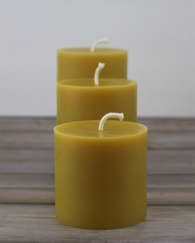 Beeswax Pillar Candle Set of 3 Natural Scented Pure Ohio Etsy