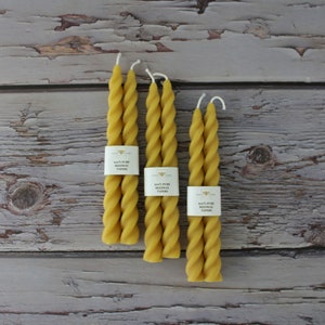 Twisted Taper Beeswax Candles, Set of 2 Handcrafted 7 Inches Long Natural Golden Yellow Beeswax Twisted Taper Decorative Candles image 10
