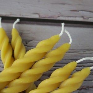 Twisted Taper Beeswax Candles, Set of 2 Handcrafted 7 Inches Long Natural Golden Yellow Beeswax Twisted Taper Decorative Candles image 4