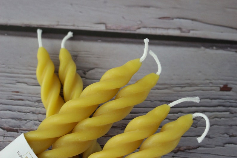 Twisted Taper Beeswax Candles, Set of 2 Handcrafted 7 Inches Long Natural Golden Yellow Beeswax Twisted Taper Decorative Candles image 4