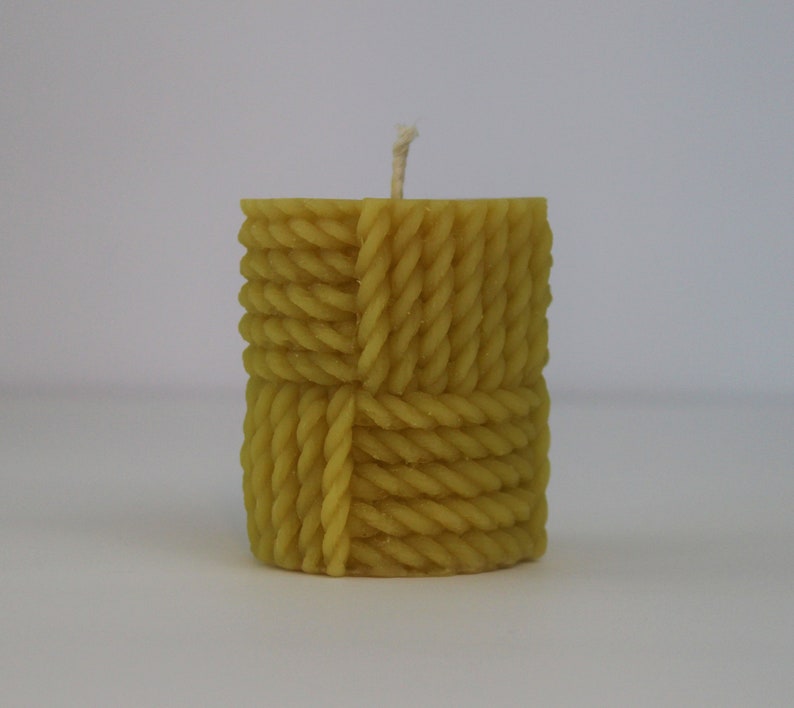 Rope Pillar Beeswax Candle Pure 100 Beeswax Handcrafted Etsy