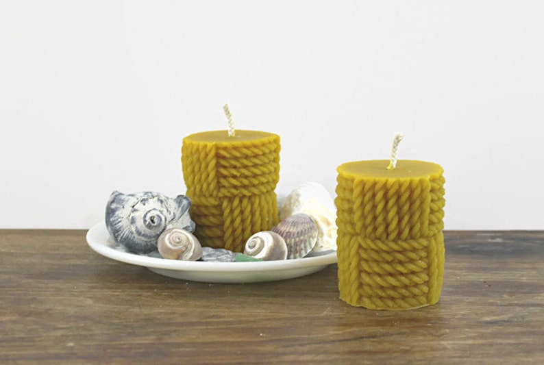 Rope Pillar Beeswax Candle Pure 100 Beeswax Handcrafted Etsy