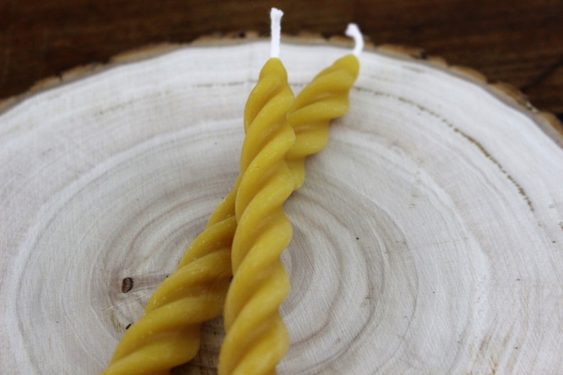 Twisted Taper Beeswax Candles, Set of 2 Handcrafted 7 Inches Long Natural Golden Yellow Beeswax Twisted Taper Decorative Candles image 8