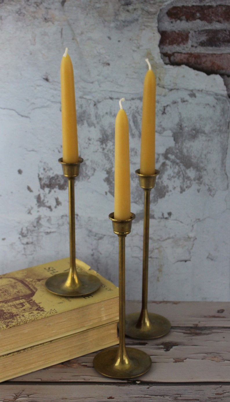 Small Beeswax Taper Candles, Two Handcrafted Hygge 6 Natural Beeswax Candles, Small Tapered Candles, Natural Lighting image 9