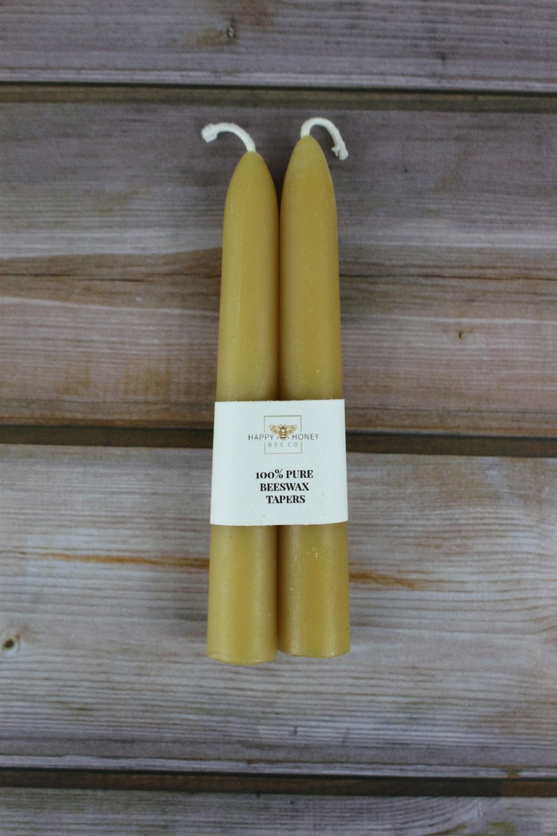 Small Beeswax Taper Candles, Two Handcrafted Hygge 6 Natural Beeswax Candles, Small Tapered Candles, Natural Lighting image 3