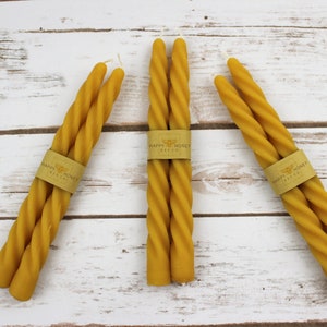 Beeswax Twisted Taper Candles, Two Slender Handcrafted 7.5 Long Natural Beeswax Candles, Handmade Pure Beeswax Natural Candle image 9