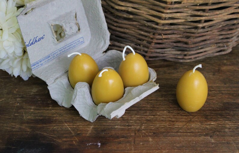 Egg Beeswax Candles Handcrafted Natural Unscented Beeswax Etsy