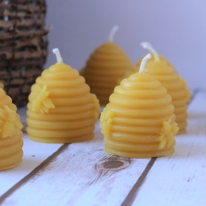 Beehive Bee Skep Beeswax Candles, Handcrafted Handmade Beehive and Honeybee Votive Candle, Natural Beeswax Housewarming Gift image 7