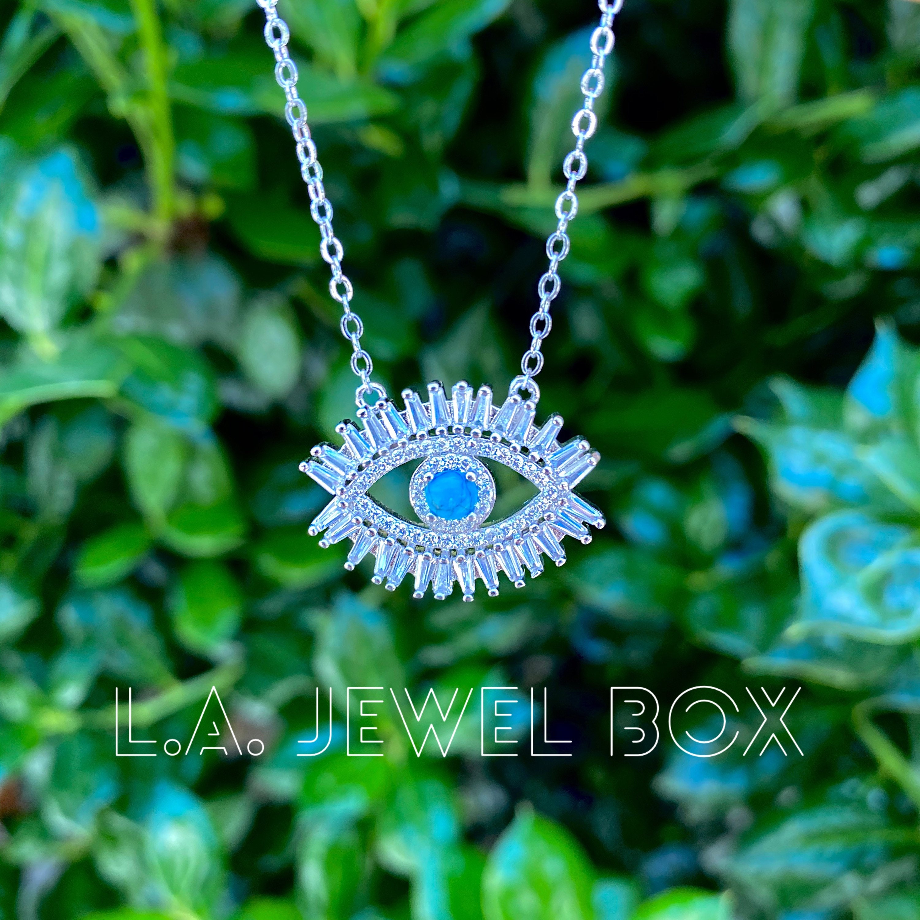 Evil Eye Necklace Dainty Eye Necklace Hamsa Necklace Etsy