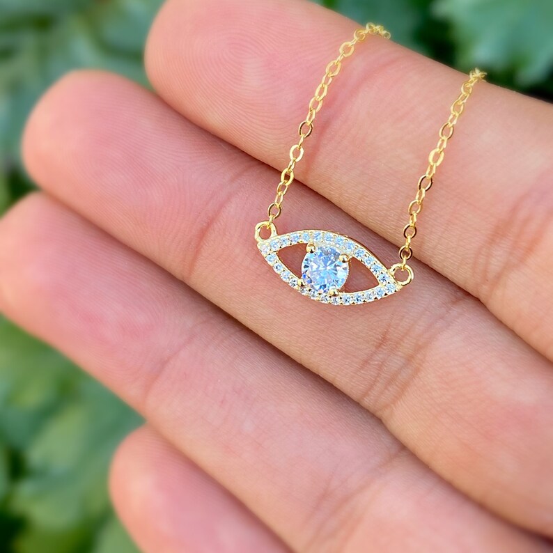 Evil Eye Necklace Dainty Evil Eye Necklace Evil Eye Etsy