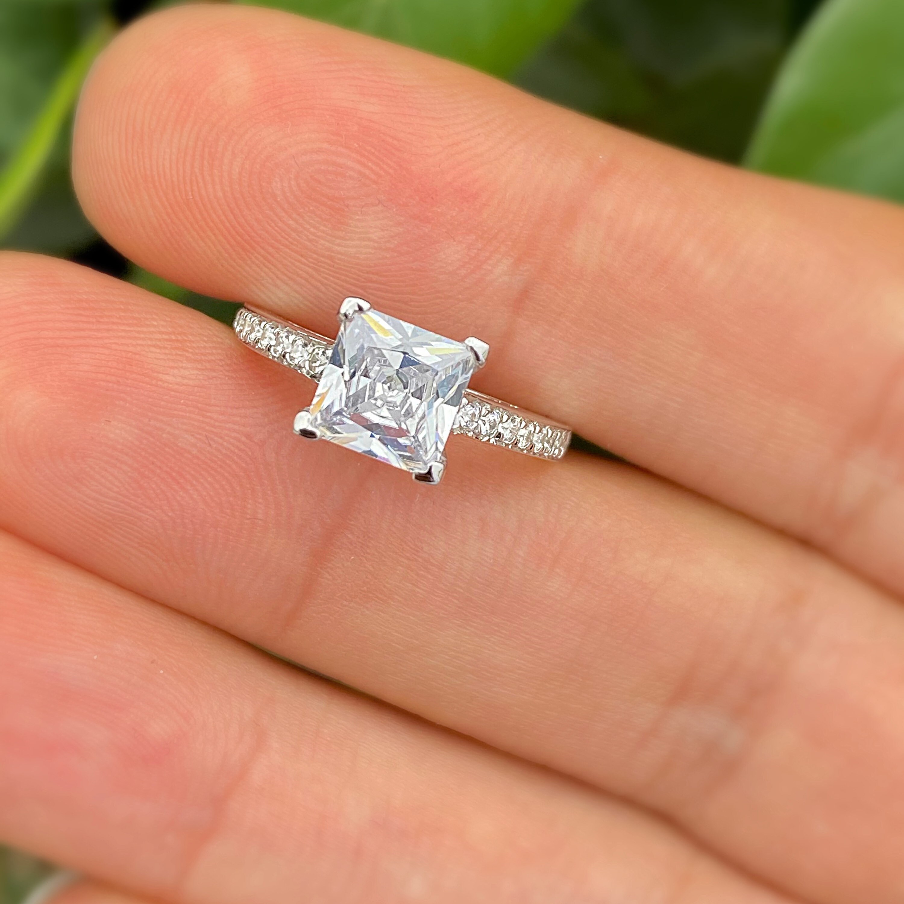 Princess Cut Engagement Ring Eternity Ring Square Cut Ring Etsy