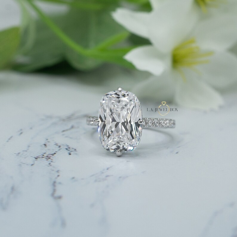 Cushion Cut Engagement Ring, Wedding Ring, Sterling Silver Ring, Promise Ring, Anniversary Ring, Cz Ring, Cubic Zirconia Ring image 3