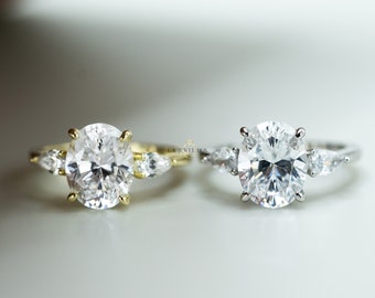Anello di fidanzamento ovale, anello ovale, fede nuziale ovale, anello di fidanzamento unico, fede nuziale ovale unica, anello ovale in oro e argento
