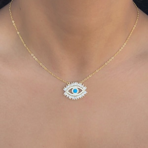 Evil Eye Necklace, Dainty Evil Eye Necklace, Hamsa Necklace, Protection Necklace, Eye Necklace, Evil Eye Jewelry