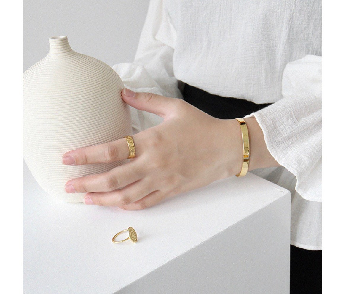 Open Cuff Gold Bangle Bracelet Adjustable Gold Cuff Bracelet Etsy