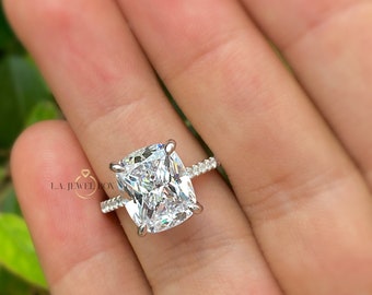 CANARY CHUNKY CUSHION CUT CUBIC ZIRCONIA ENGAGEMENT RING IN YGP STERLING SILVER 