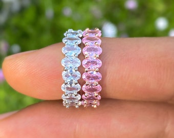 Oval Eternity Ring, Oval Engagement Ring, Wedding Band, Eternity Band, Engagement Ring, Wedding Ring, Cubic Zirconia Ring