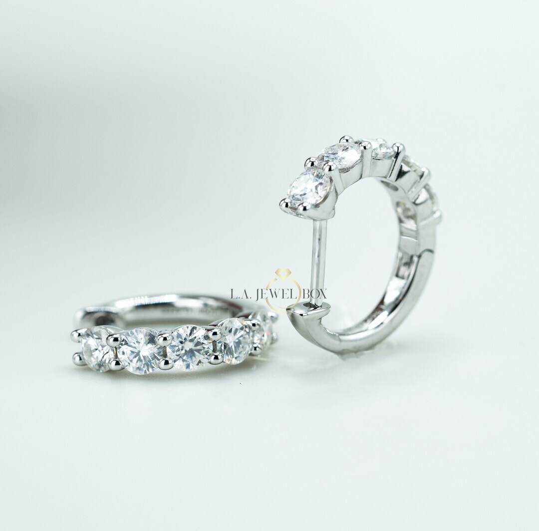 Moissanite 925 Sterling Silver Huggie Earrings main image 1