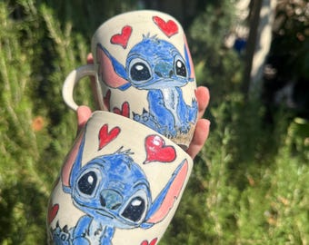 Hand-Painted ceramic Stitch Cup – Unique Disney-Inspired Gift