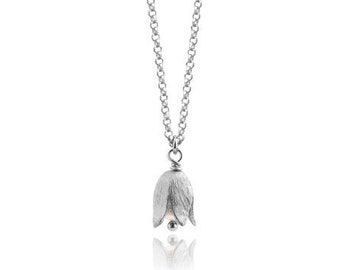 Delicate Lily of the Valley blossom Necklace 925 sterling silver and freshwater pearl by MAj Stougaard, Gift for her