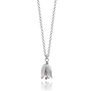 Delicate Lily of the Valley blossom Necklace 925 sterling silver and freshwater pearl by MAj Stougaard, Gift for her image 1