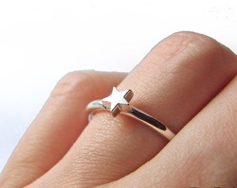 STARLET silver ring, Dainty ring , Minimal finger ring, Simple ring, Stacking ring, Decorative ring, Forged 925 silver ring, Gift for her