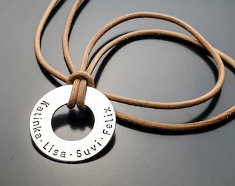 Familienkette mit Gravur, Herren Schmuck Personalisiert, Partner Geschenk Mann