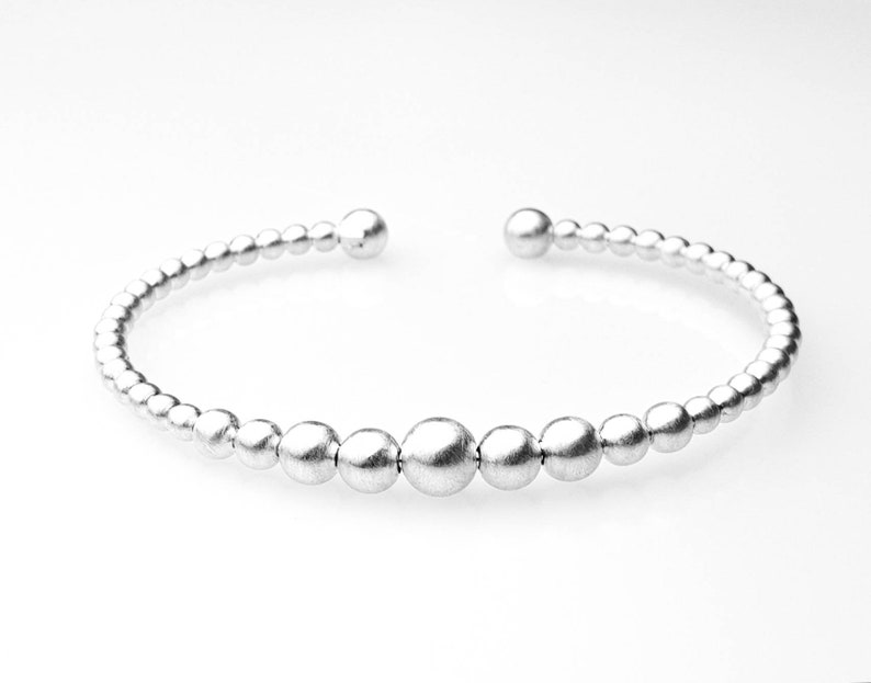 Beautiful Bangle Timeless Bracelet With Balls Dot 925 Sterling Silver Friendship Bracelet Gift For Her Girlfriend Daughter Sister - 