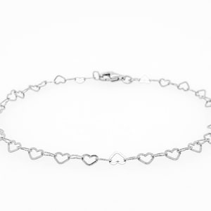 Lovely and dainty heart to heart bracelet, Minimalistic 925 sterling silver friendship bracelet, gift for her